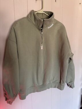 Green Playboy quarter zip sweatshirt